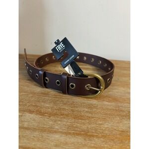 Frye Mens Brown Genuine Leather Grommet Belt Brass Buckle DC864C NEW